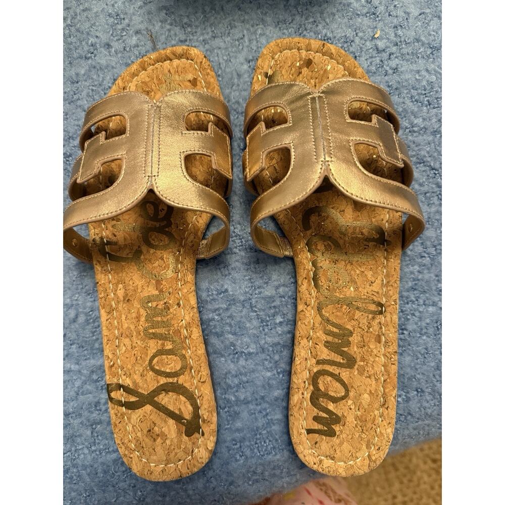 Sam Edelman Slides Women's Sandal, Size 9, Metallic Rose Gold, New In Box